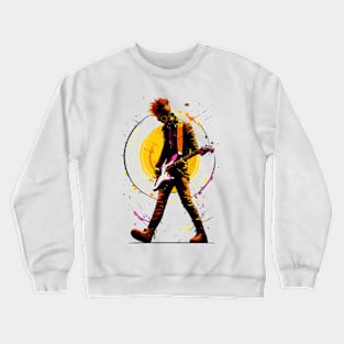 punk rock guitar player graffiti art Crewneck Sweatshirt